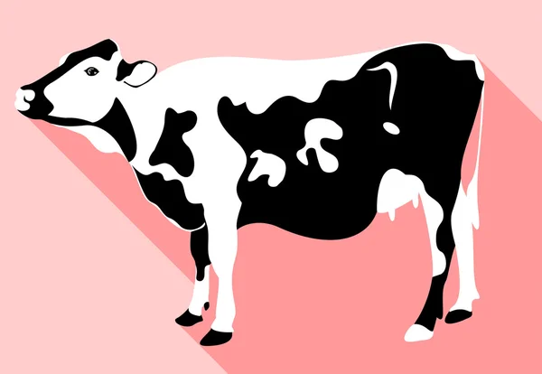 Vaca manchada blanca y negra — Vector de stock