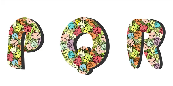 Renkli çiçekli alfabe — Stok Vektör