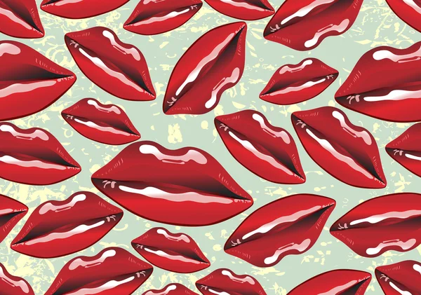 Pattern with realistic lips — Stock Vector