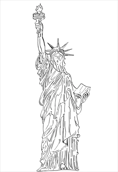Ručně kreslenou Socha svobody v náčrtu stylu — Stockový vektor