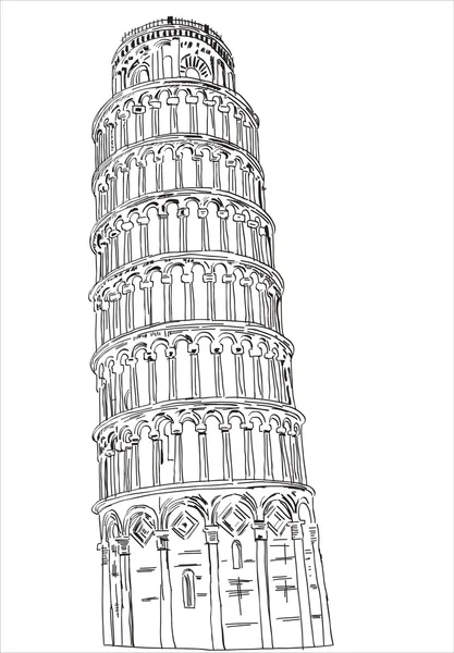 Torre Pisa desenhada à mão em estilo esboço — Vetor de Stock