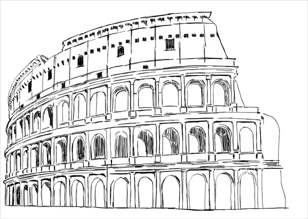 Coliseo dibujado a mano en estilo de boceto — Archivo Imágenes Vectoriales
