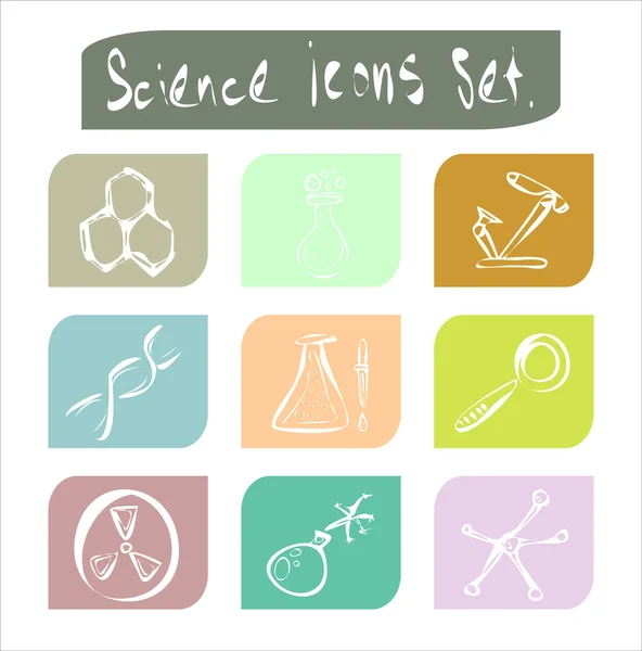 Conjunto de iconos de ciencia coloridos — Vector de stock