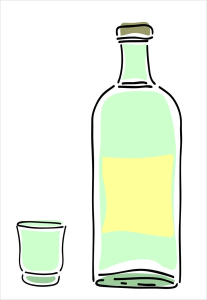 Abstracte fles en glas — Stockvector