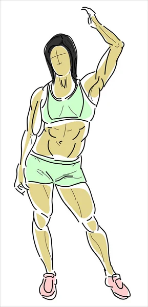 Logotipo de fitness com silhueta mulher . — Vetor de Stock