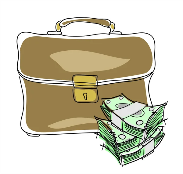 Business briefcase full of money — Stock Vector