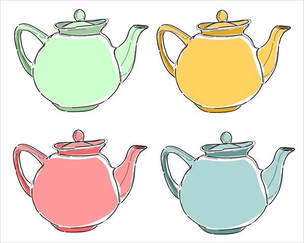 Black silhouette of teapot and cup. Vector illustration. — Stock Vector