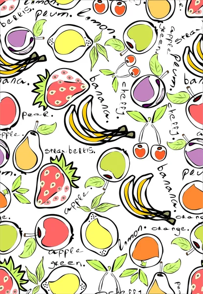 Frutas maduras patrón sin costura — Vector de stock