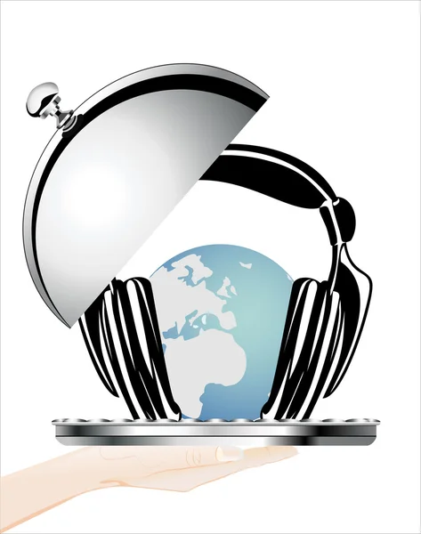 Globe listening to music — Stock Vector