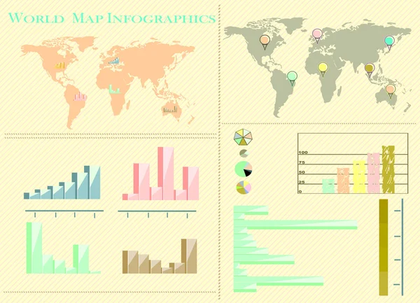 Weltkarte Infografik — Stockvektor