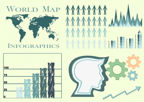 Mapa del mundo infografía — Vector de stock