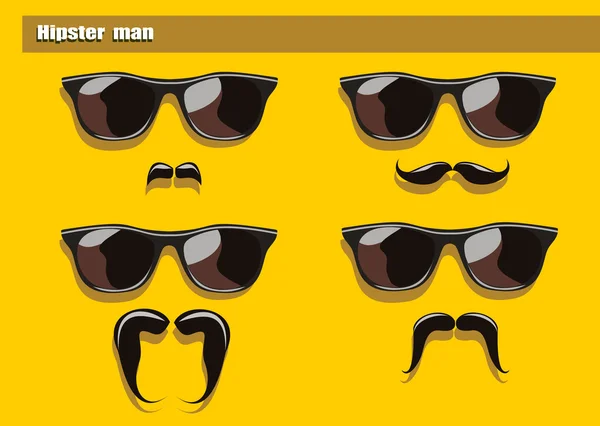 Hipster-Schnurrbart und Brille — Stockvektor