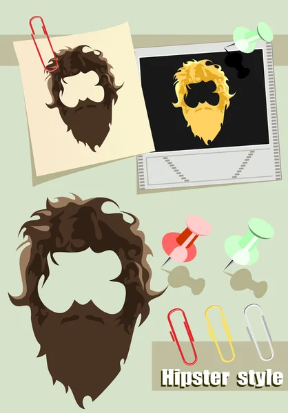 Cabelo e barba de Hipster —  Vetores de Stock