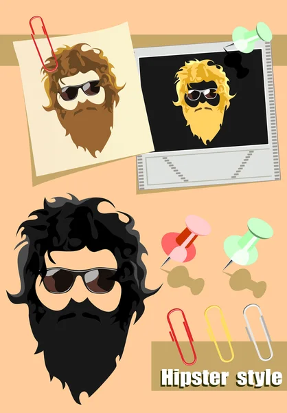 Hipster haar en baard — Stockvector