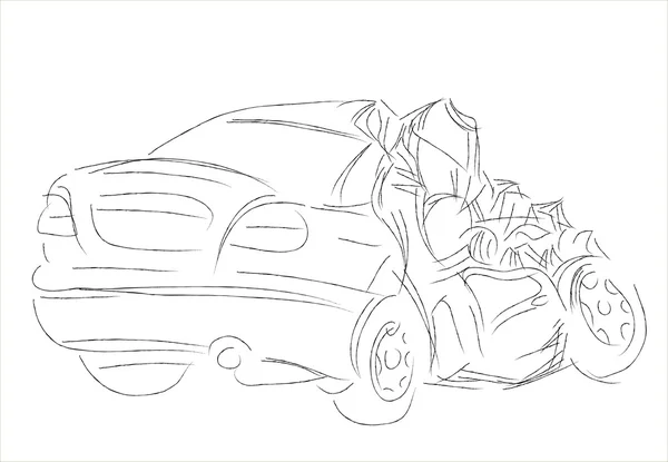 Outline wrecked car — Stock Vector