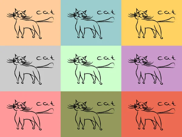 Aperçu chat ensemble de fond — Image vectorielle