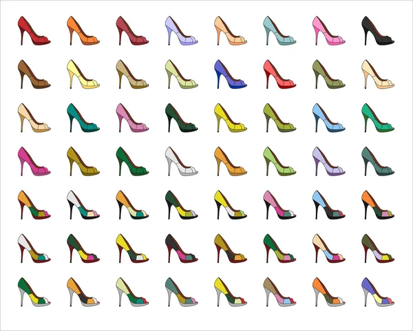 Zapatos femeninos dibujados a mano — Vector de stock