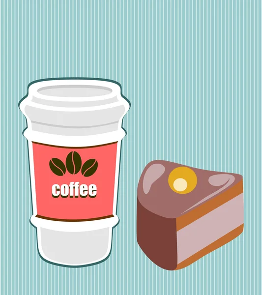 Paper coffee cup with cake — Stock Vector