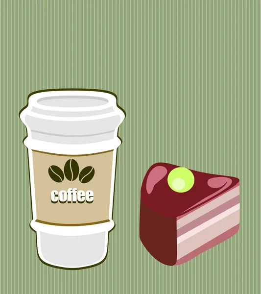 Papier Kaffeetasse mit Kuchen — Stockvektor