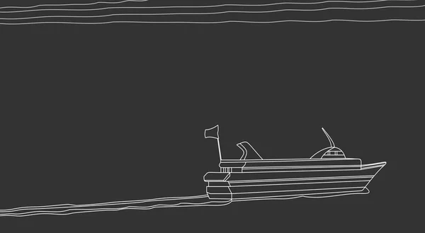 輪郭を描かれたモーター ボートの背景 — ストックベクタ