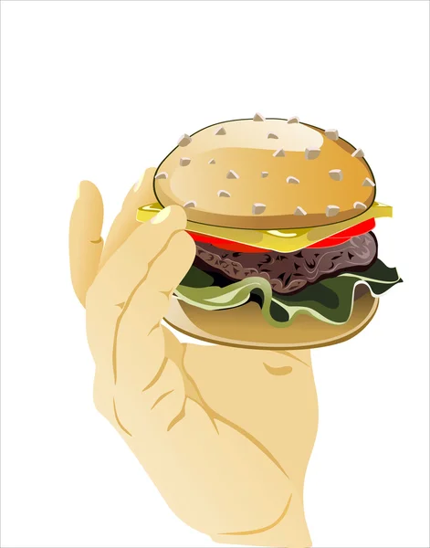 Main abstraite avec hamburger — Image vectorielle