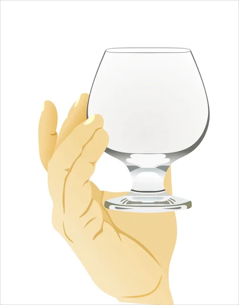 Hand with cognac glass — Stock Vector