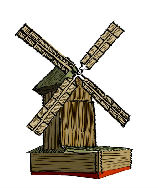 Fond de moulin à vent en bois — Image vectorielle