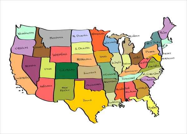 Mapa Spojených států amerických — Stockový vektor