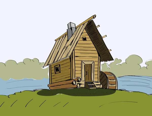 木头房子背景 — 图库矢量图片