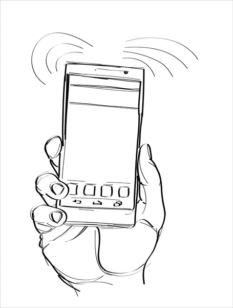 Ανθρώπινο χέρι με το κινητό τηλέφωνο — Διανυσματικό Αρχείο