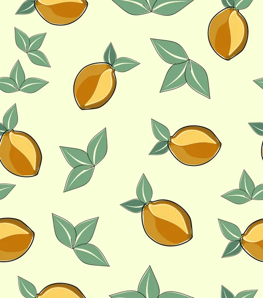 Citrons jaunes colorés avec des feuilles — Image vectorielle