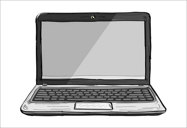 El çekilmiş açık dizüstü bilgisayar simgesi — Stok Vektör