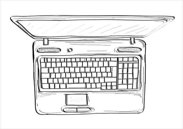 Pictogram van een hand getekende opengeklapte laptop — Stockvector