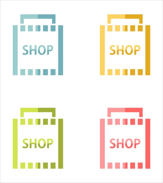Bunte Einkaufstüten Icon Set — Stockvektor
