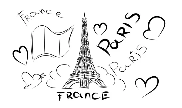 Hand drawn sketch of Eiffel tower — Stock Vector