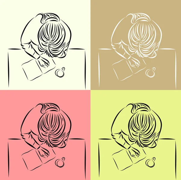 Young woman writing in notepad — Stockvector