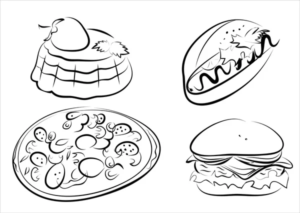Outlined fast food icons set — Stock Vector