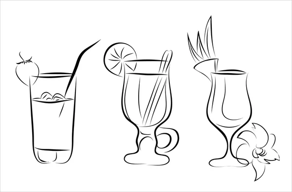 Diverses boissons dans des verres — Image vectorielle