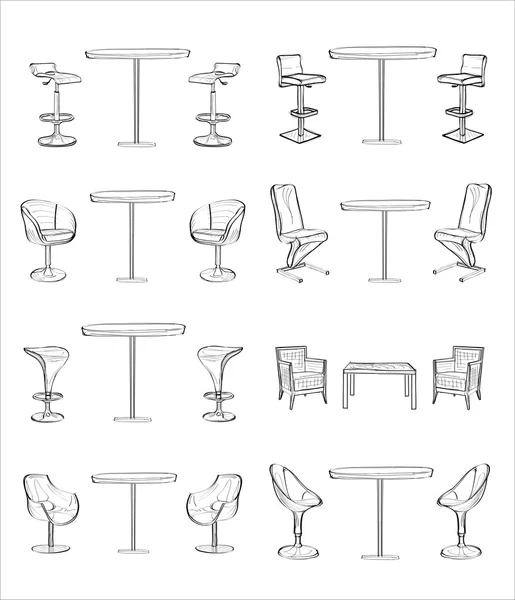 Conjunto de sillas y mesas — Archivo Imágenes Vectoriales