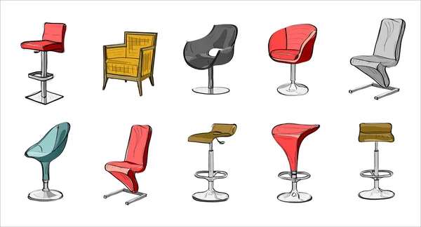 Conjunto de cadeiras modernas —  Vetores de Stock