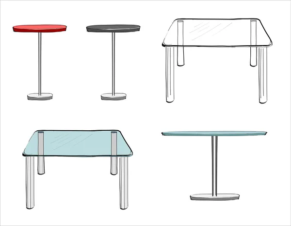 Varias mesas de cena conjunto — Archivo Imágenes Vectoriales