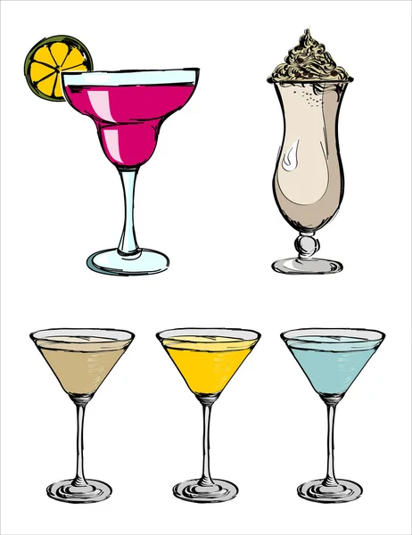 Ensemble de différents cocktails — Image vectorielle