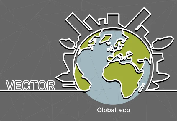 Ícone de planeta ecológico delineado — Vetor de Stock