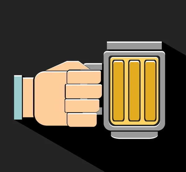 Рука, держащая бокал пива — стоковый вектор