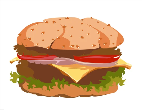 Hambúrguer grande suculento —  Vetores de Stock