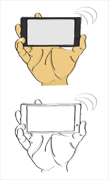 人間の手でスマート フォン — ストックベクタ