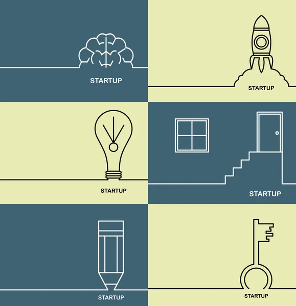 Empresa Inicio iconos línea delgada estilo — Archivo Imágenes Vectoriales