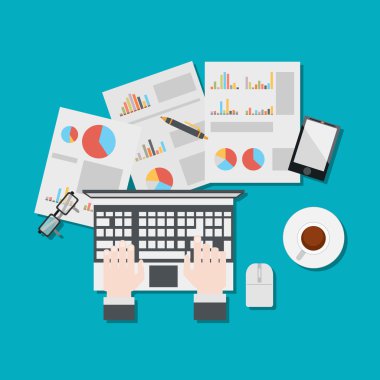 İş için düz tasarım kavramları