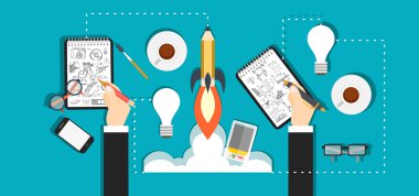 İş için düz tasarım kavramları