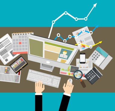 İş için düz tasarım kavramları